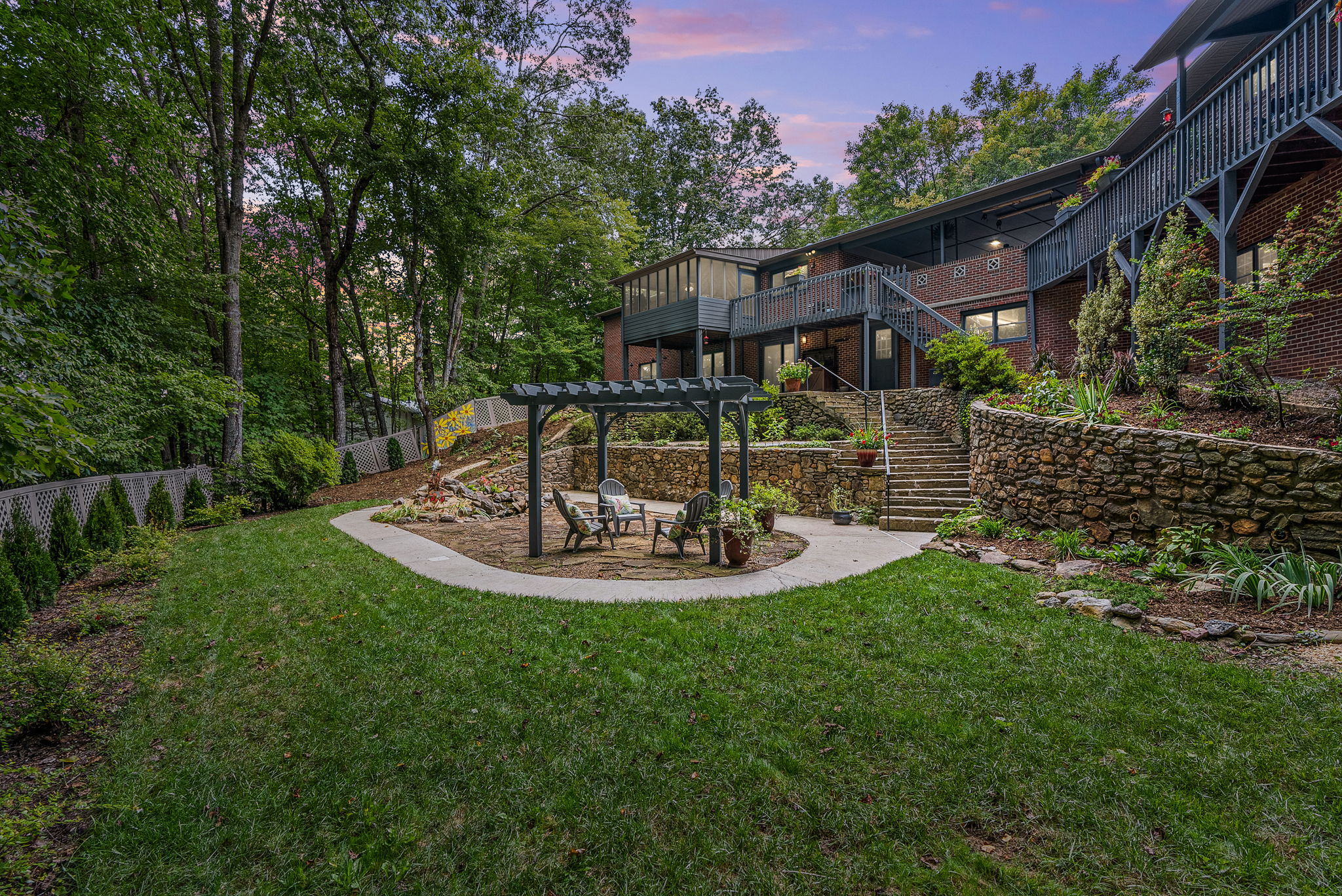 Backyard and Rear  Home View at Dusk