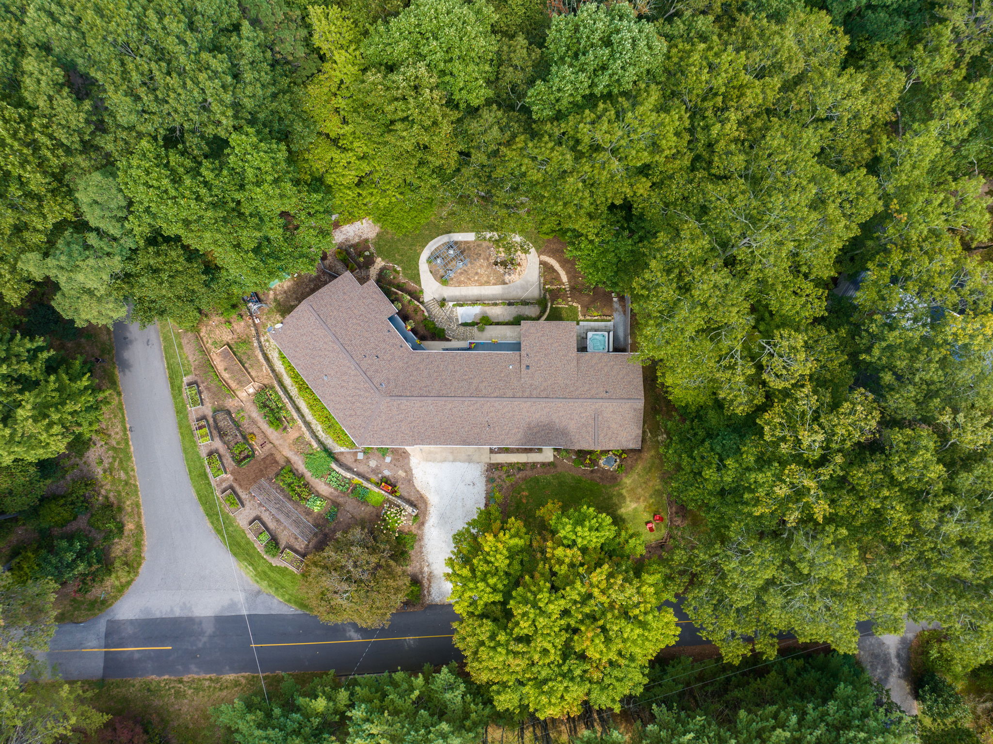 Overhead Property View and Surrpounding Woods