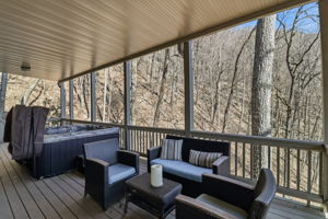 Terrace level expansive deck with hot tub