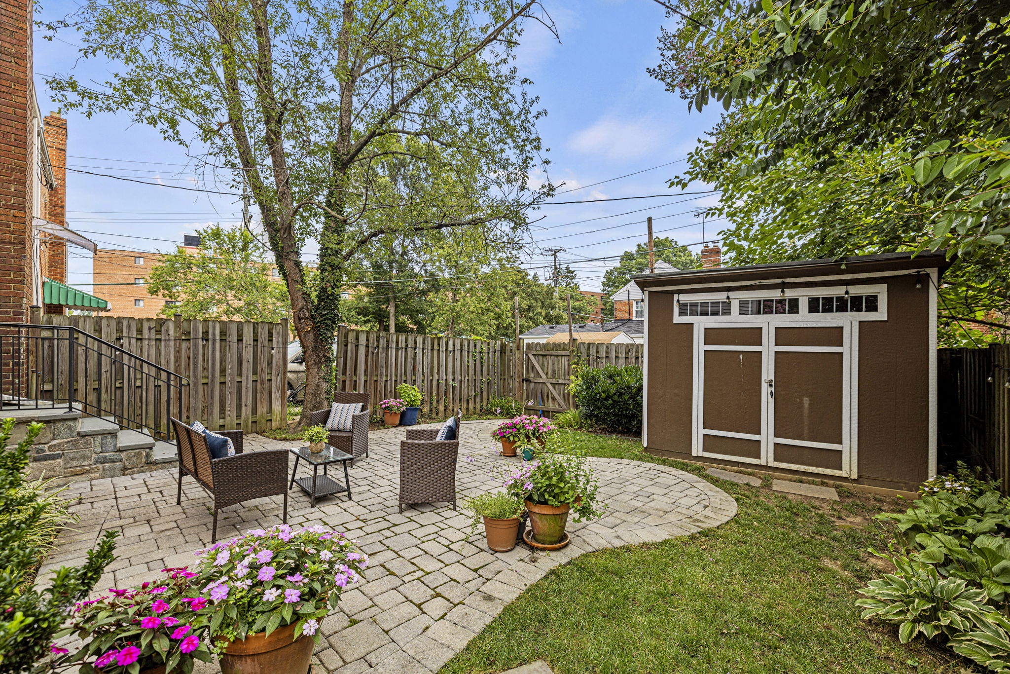 Landscaped fenced back yard