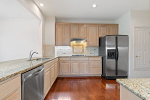 Generous kitchen open to living area