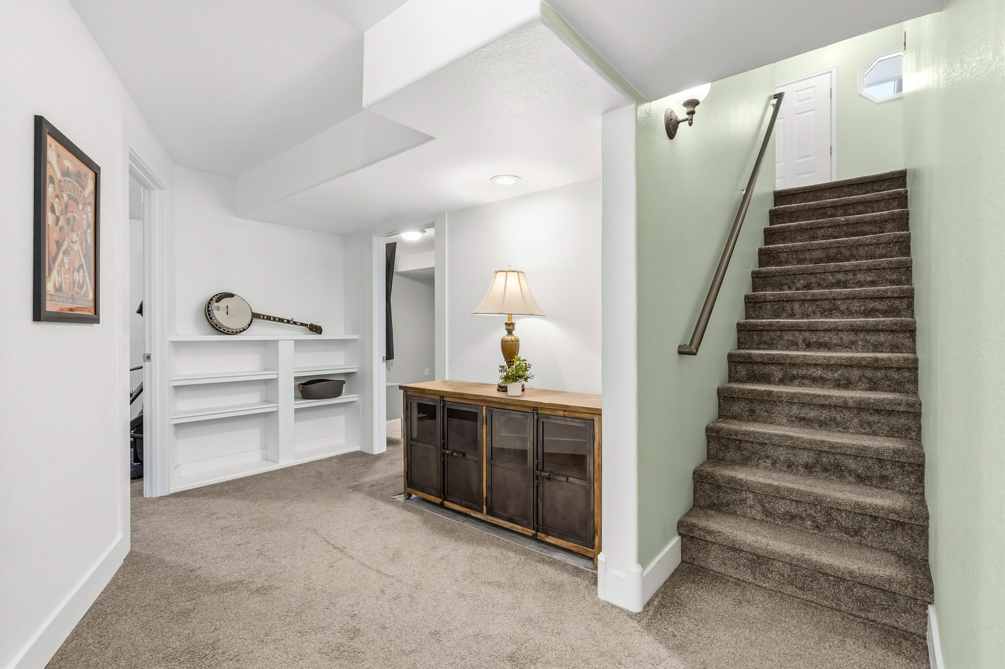 This basement is well lit and has so much flexibility of space!