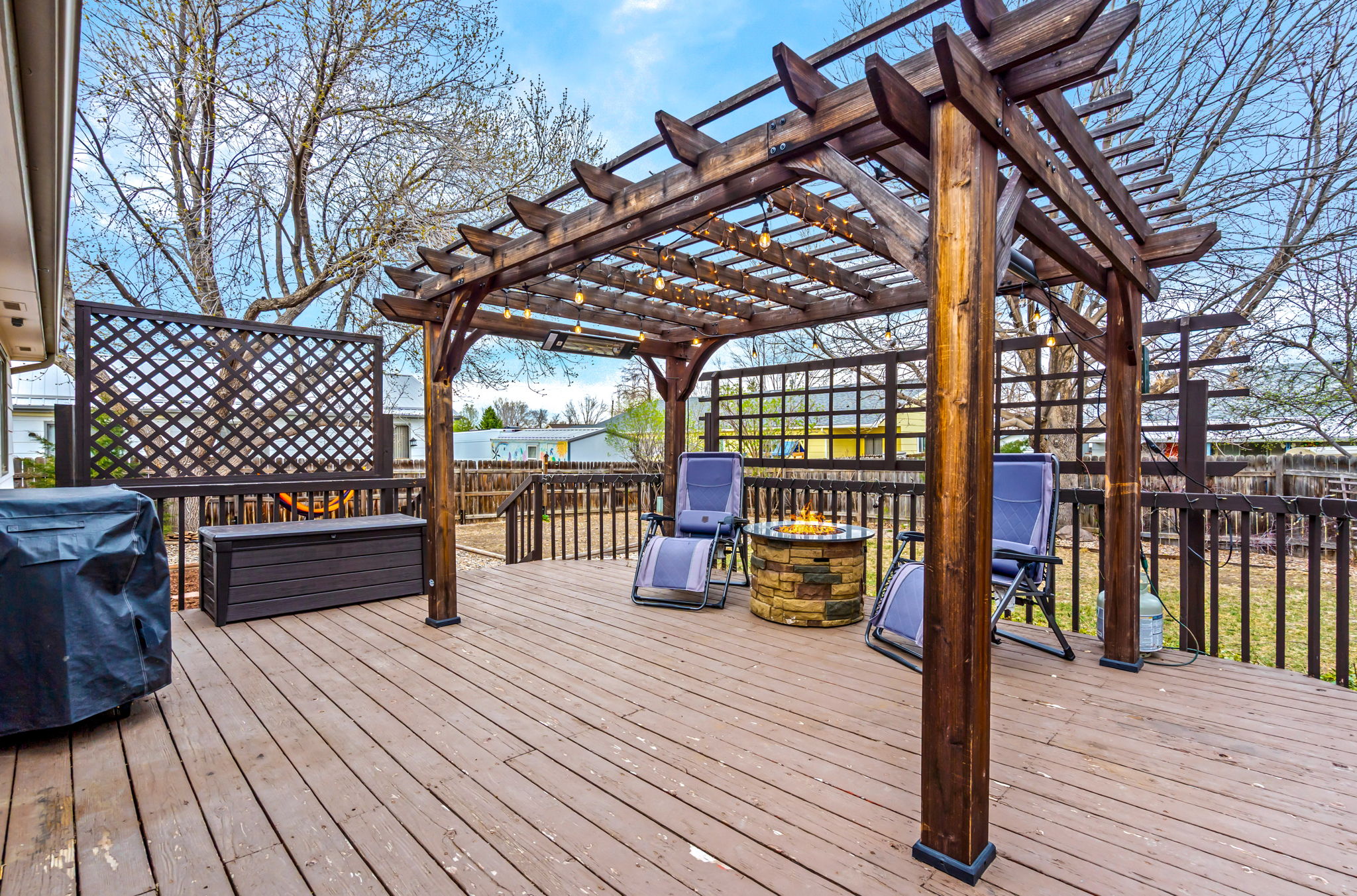 What a backyard living space! 220 outlet for a future hot tub
