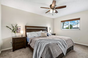 Spacious primary bedroom with 3/4 bath en-suite