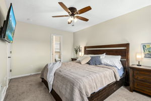 Spacious primary bedroom with 3/4 bath en-suite