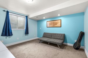 Basement bedroom, currently used as a second family room