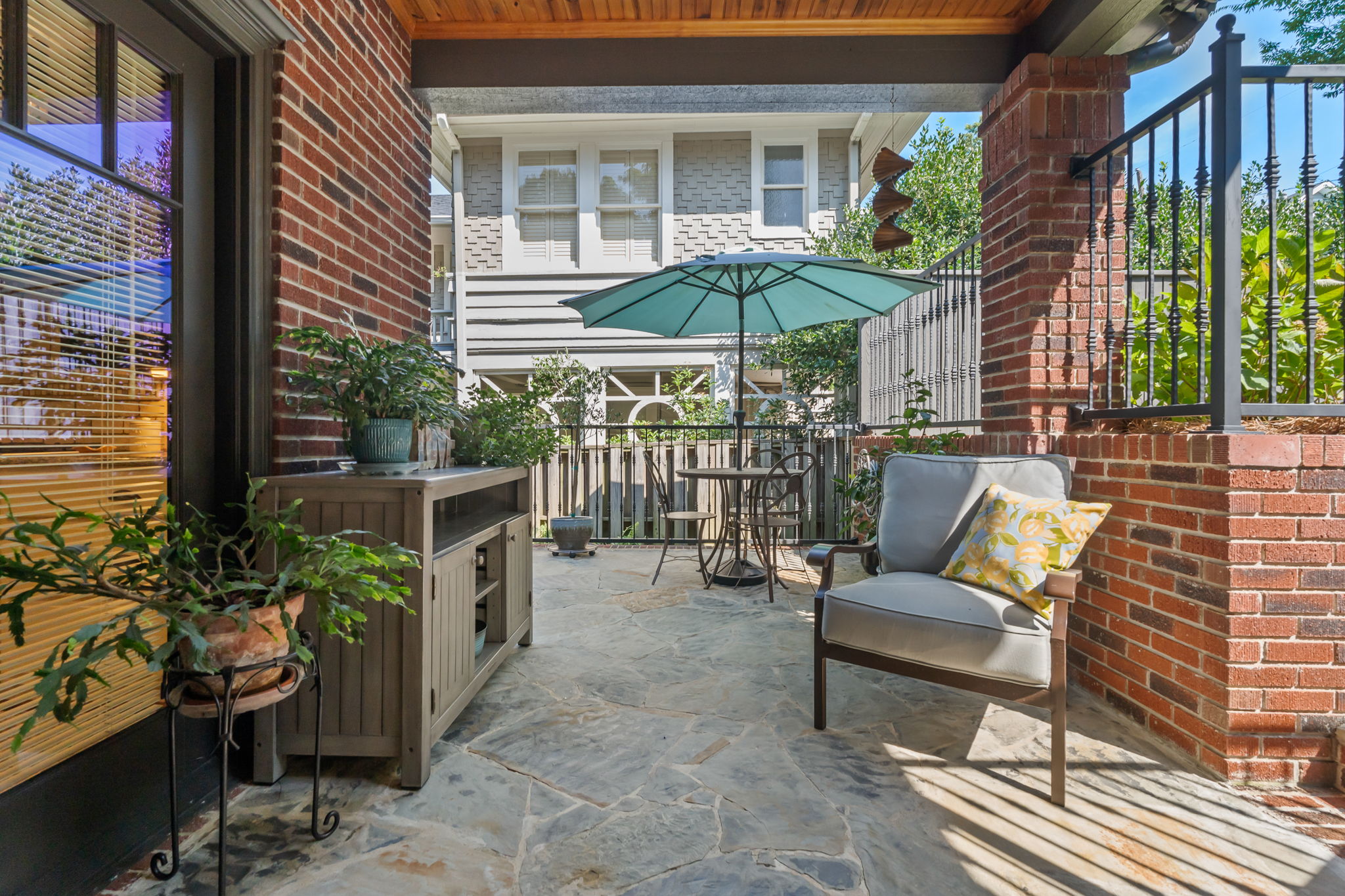 Cozy Outdoor Dining on Back Porch off the Kitchen