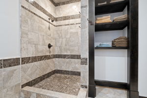 Fabulous Walk-In Marble Shower, & Linen Closet