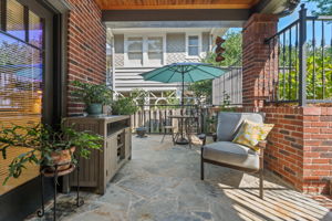 Cozy Outdoor Dining on Back Porch off the Kitchen