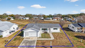 Aerial Front Elevation with Property Lines and Preserve Views