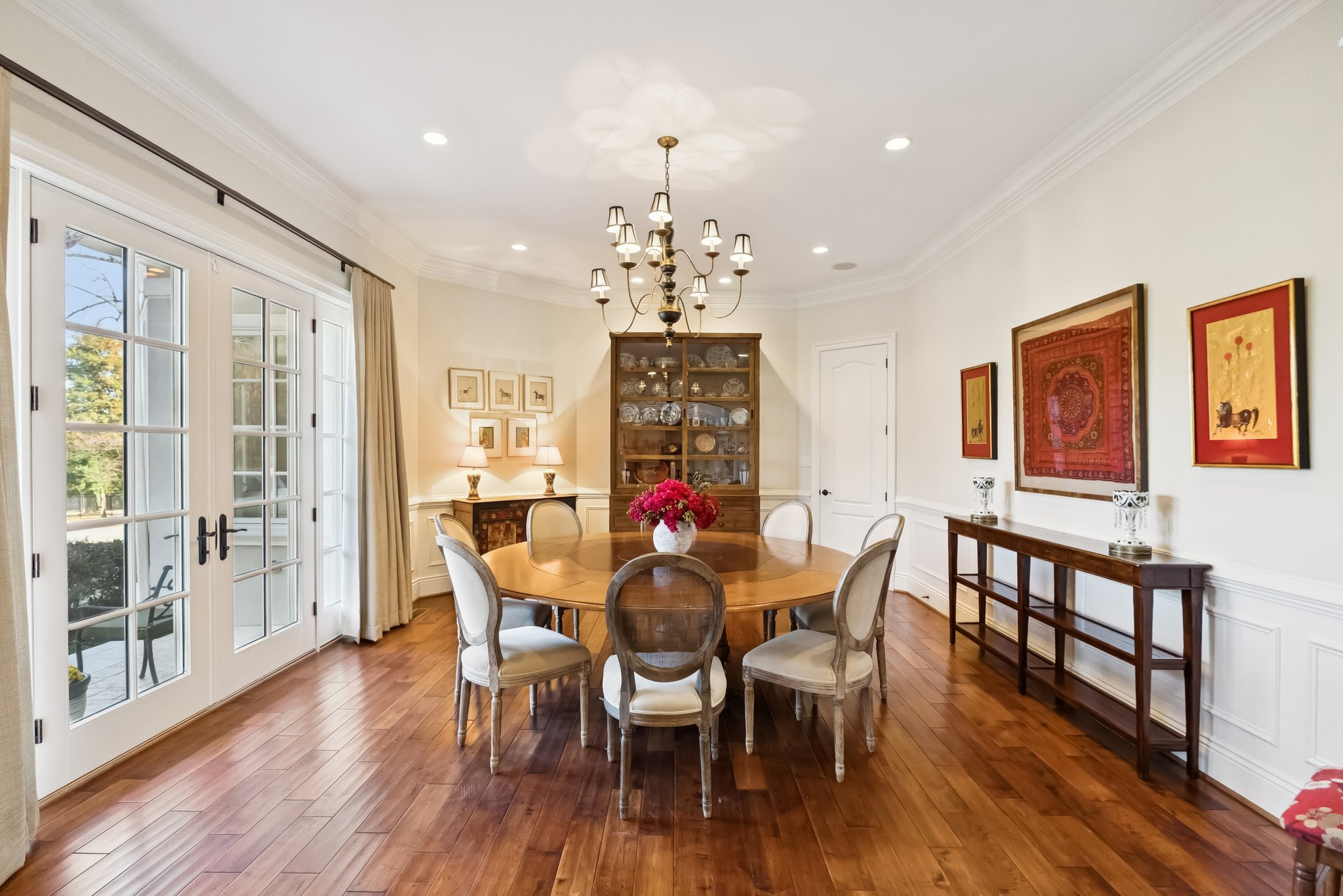 Dining Room with Double French Doors