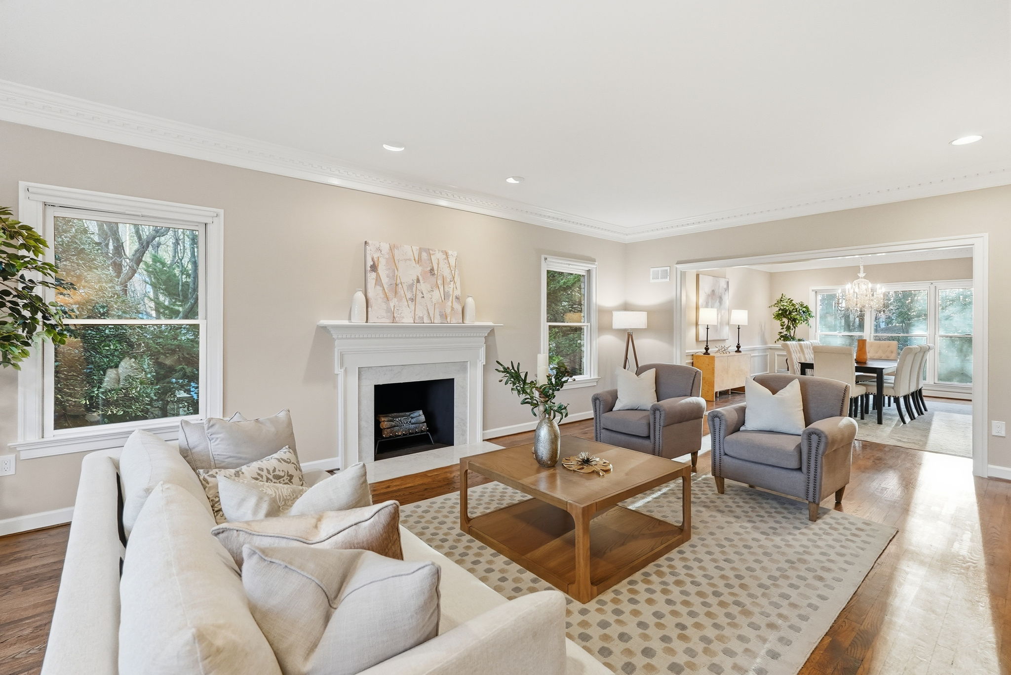Formal Living Room with Wood-Burning Fireplace