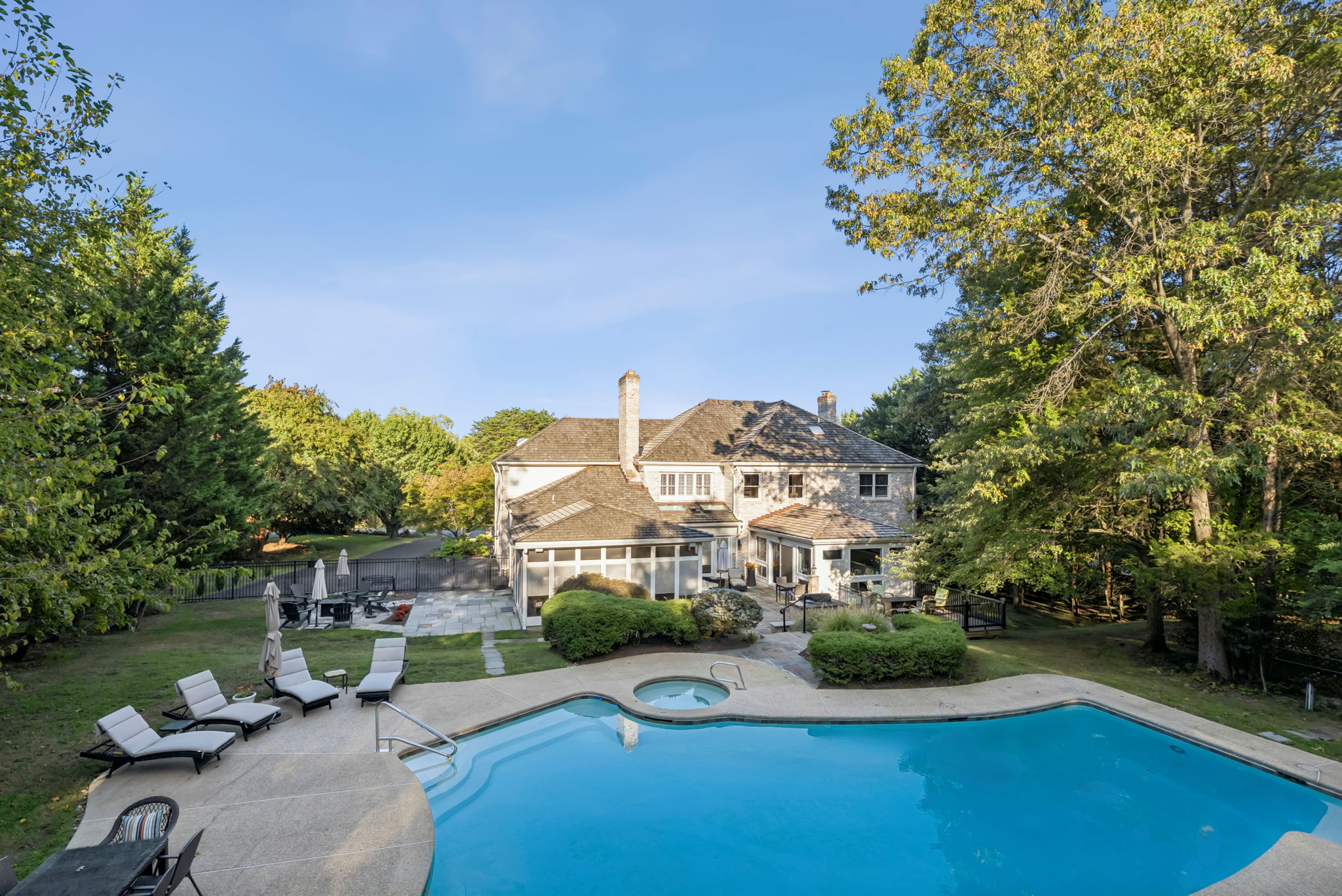Overview of Rear Yard Oversized Pool,  Spa, and Tennis