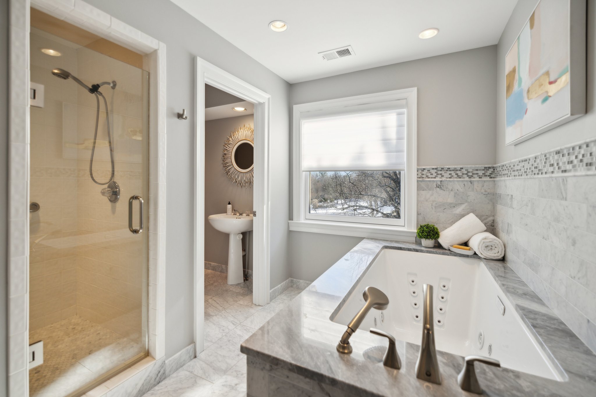 Primary Bathroom with Soaking tub and Separate Shower