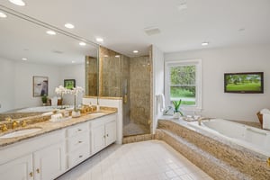 Primary Bathroom with Dual Vanity and Separate Shower