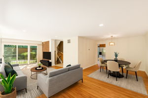 Living Room open to Dining Room & Balcony