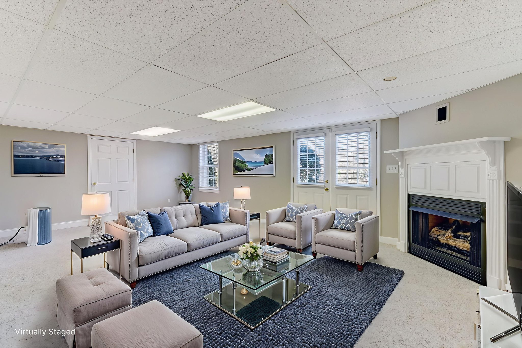 Basement virtually staged