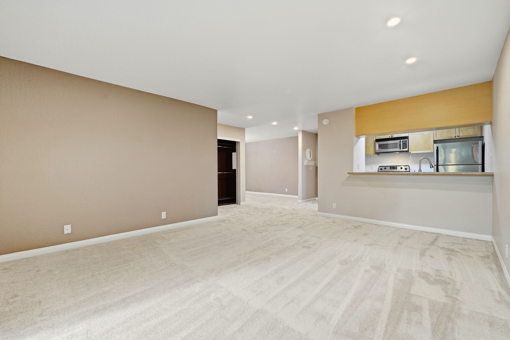 Dining room table can be close to kitchen bar or use as an extra big living room