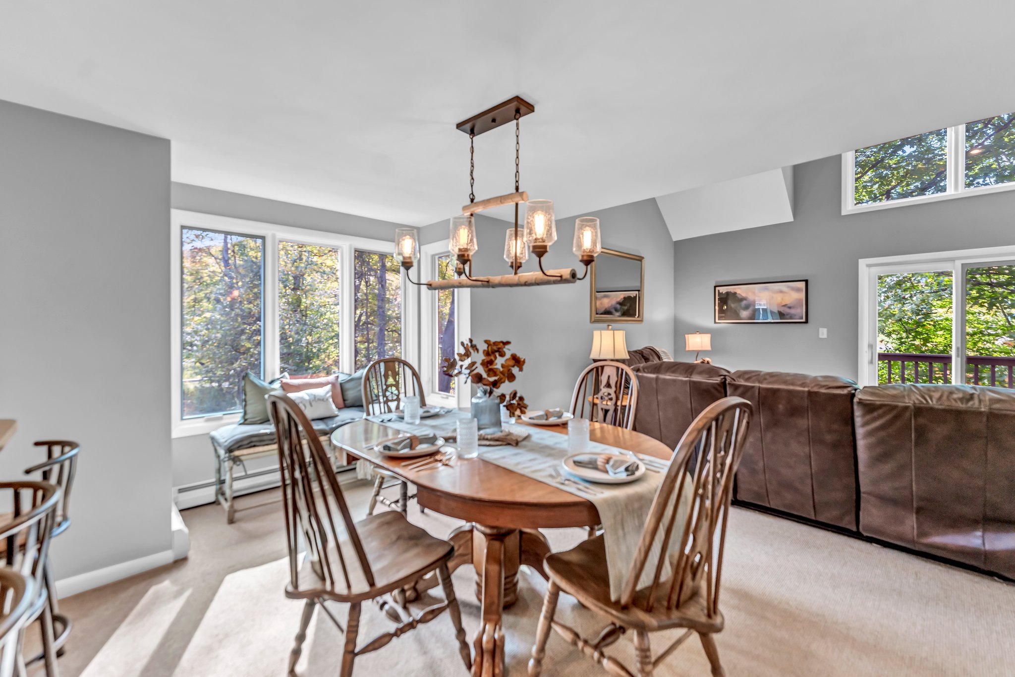 Dining Area features bump out reading nook