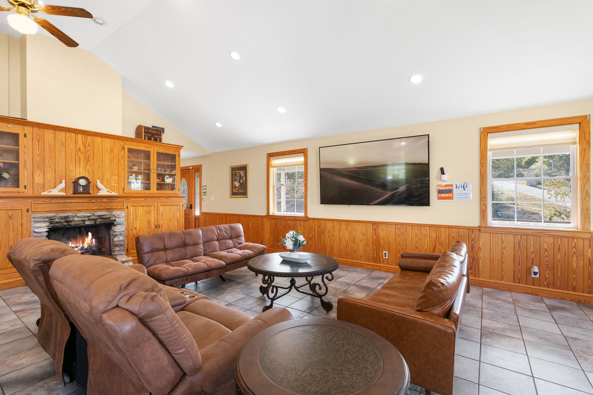 Main Living Area with wood burning fireplace