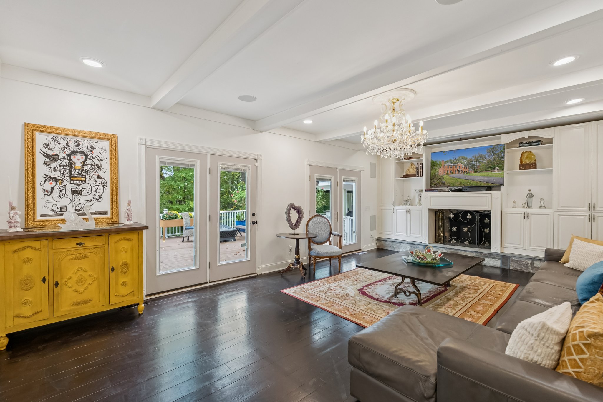 Family Room with Wood-Burning Fireplace