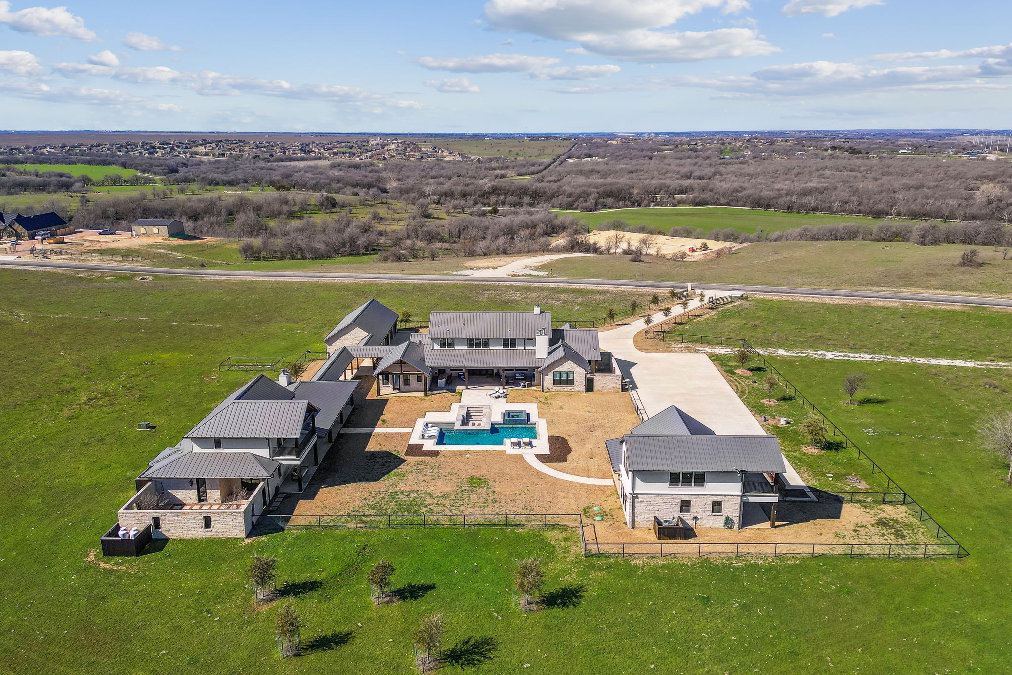 Aerial view looking towards the West