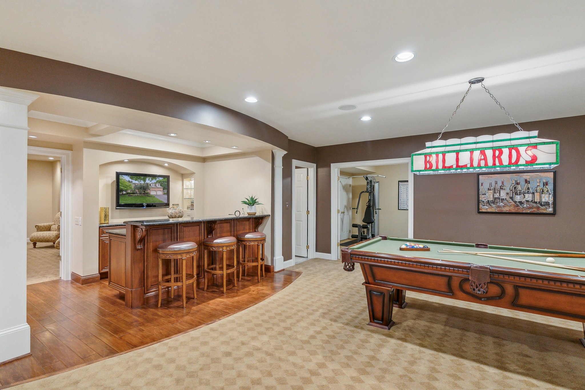 Lower Level Rec Area with Full Wet Bar