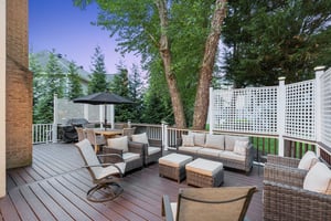 Twilight Rear Patio with Trex Deck and Solar-Powered Light Posts