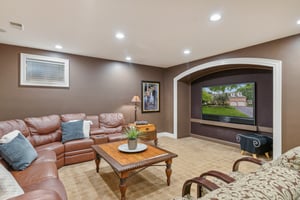 Lower Level Theater area with recessed TV,  and Surround sound