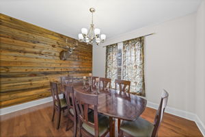 Dining Room with accent wall.