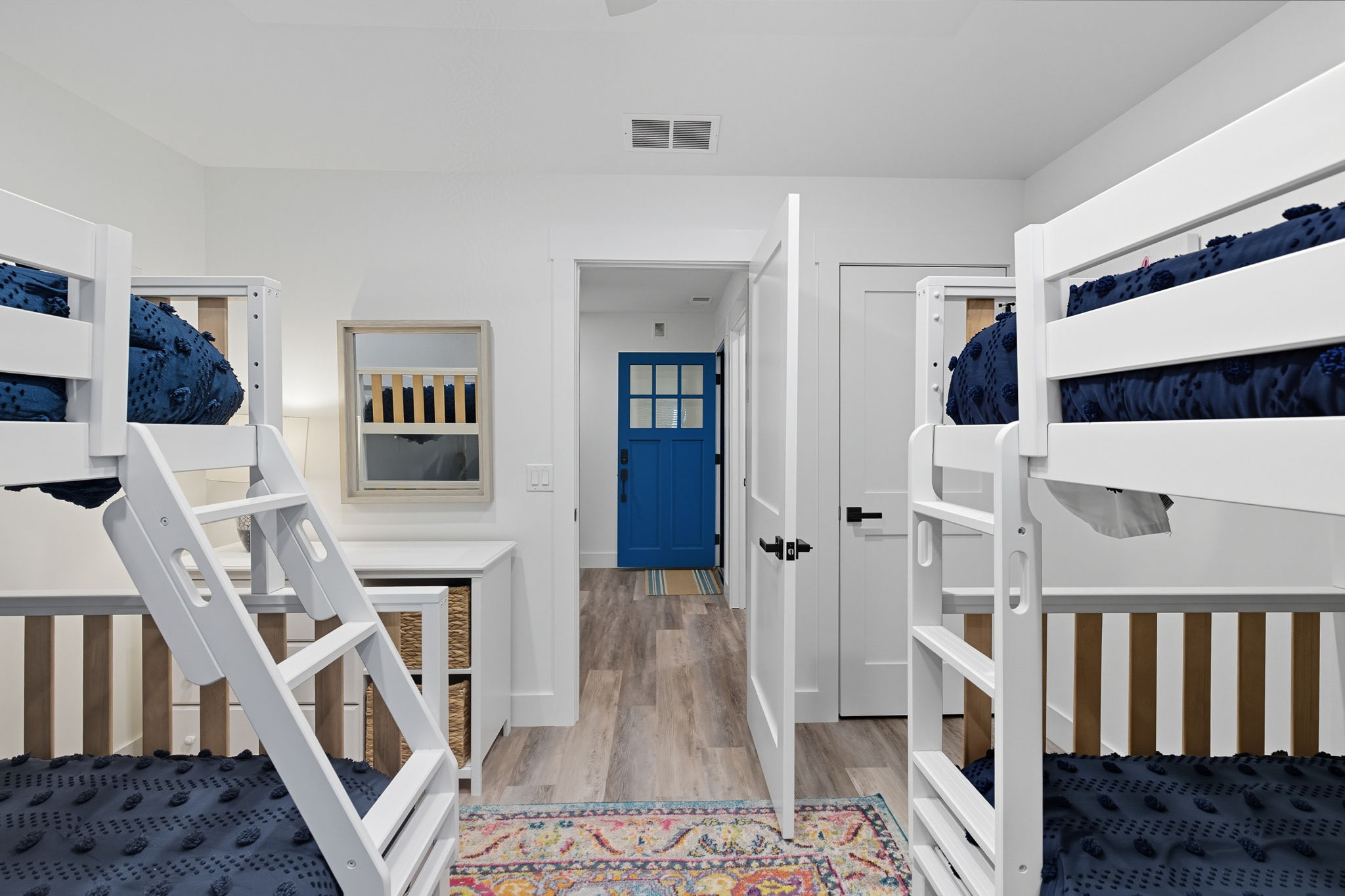 Bunkroom with view to hallway.