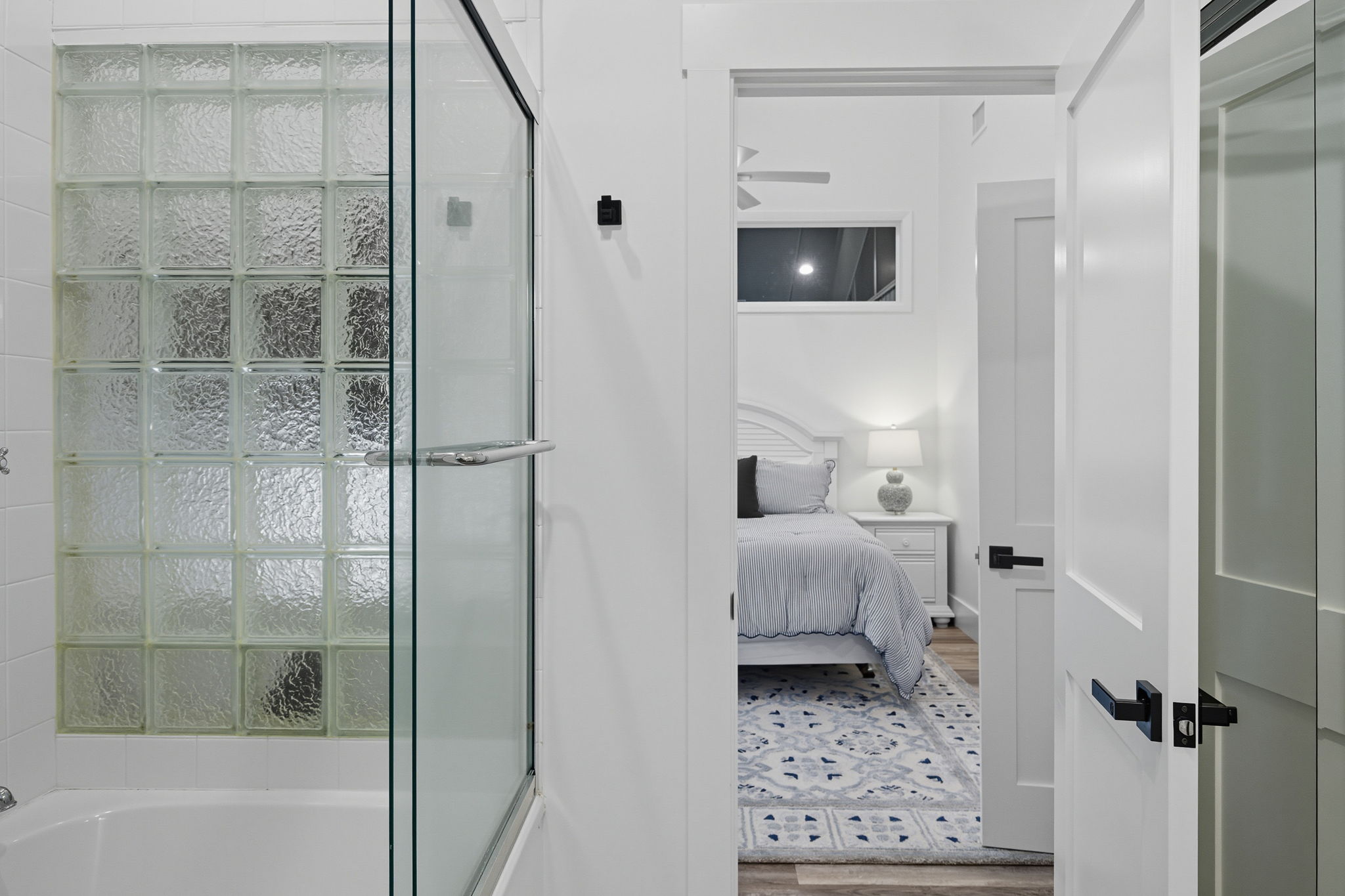 Soaking tub and shower in Guest bedroom 2.