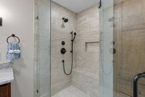 Primary bathroom & walk-in shower.