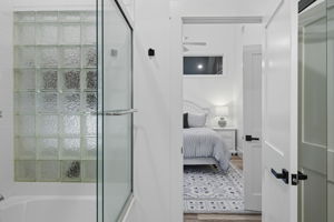 Soaking tub and shower in Guest bedroom 2.