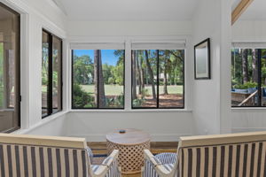 IInimate seating with view to Harbor Town Links.