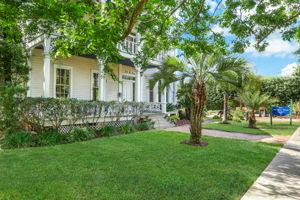 Lovely yard with mature trees, ornamental grasses and shrubs