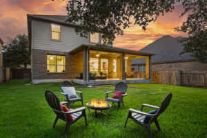 Back of House at Twilight with Virtual Fire