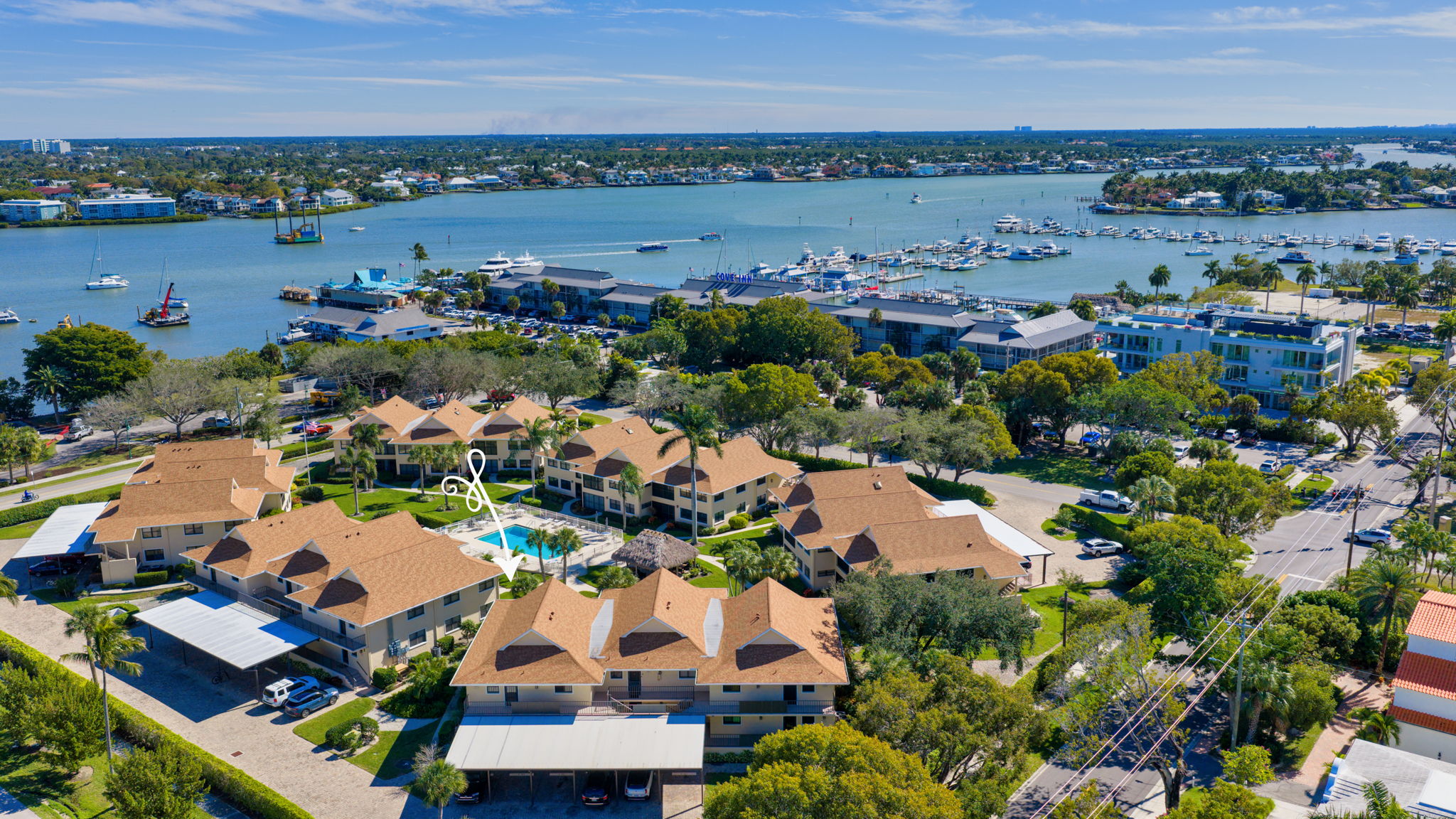 Aerial - Bayside Villas by Naples Bay