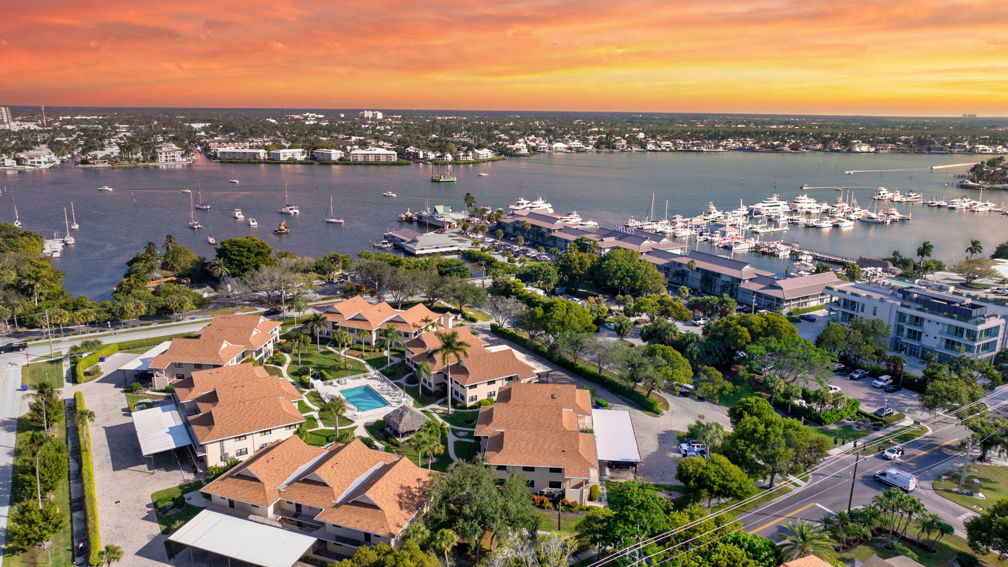 Aerial - Bayside Villas by Naples Bay