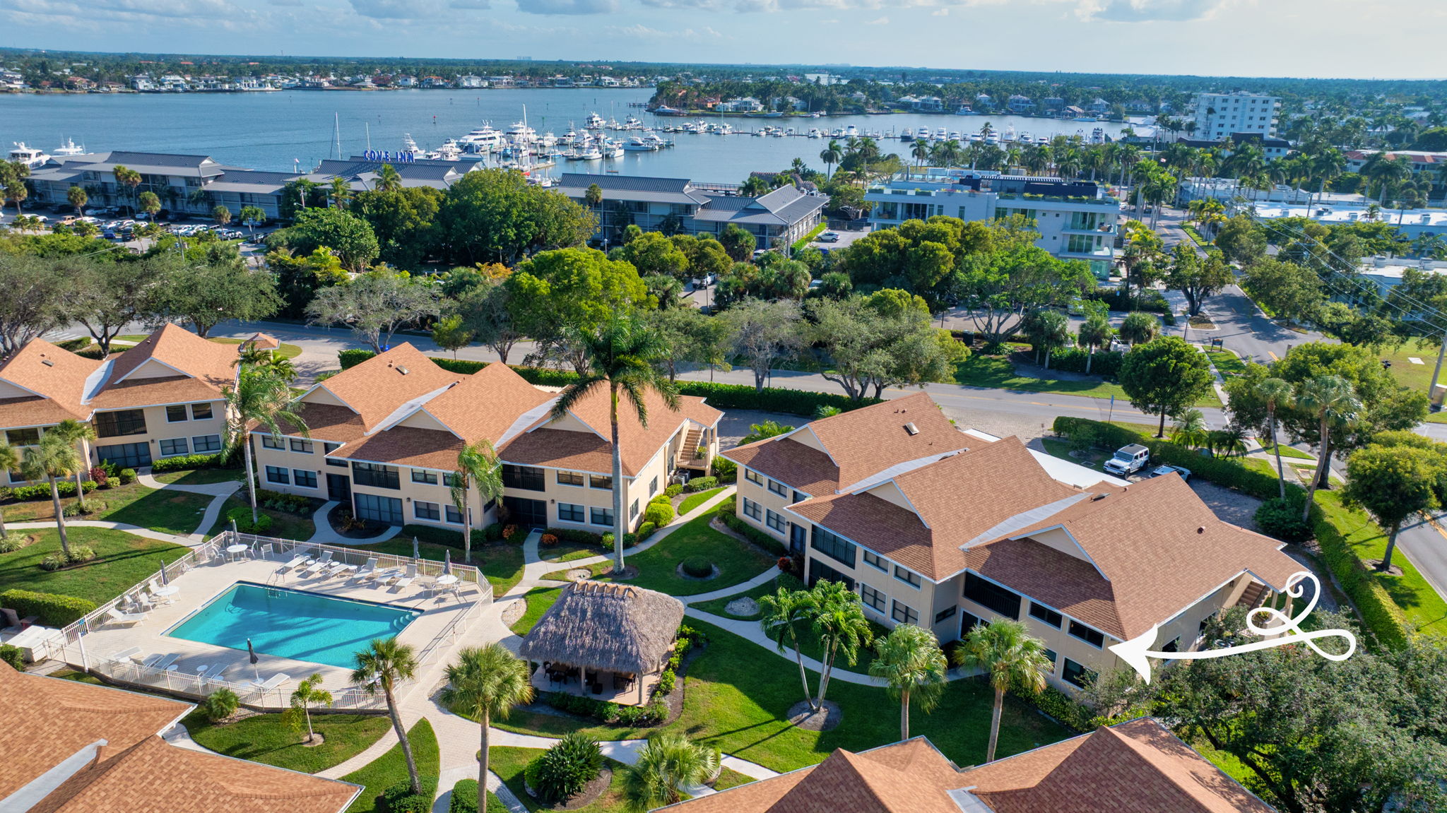 Aerial - Bayside Villas by Naples Bay