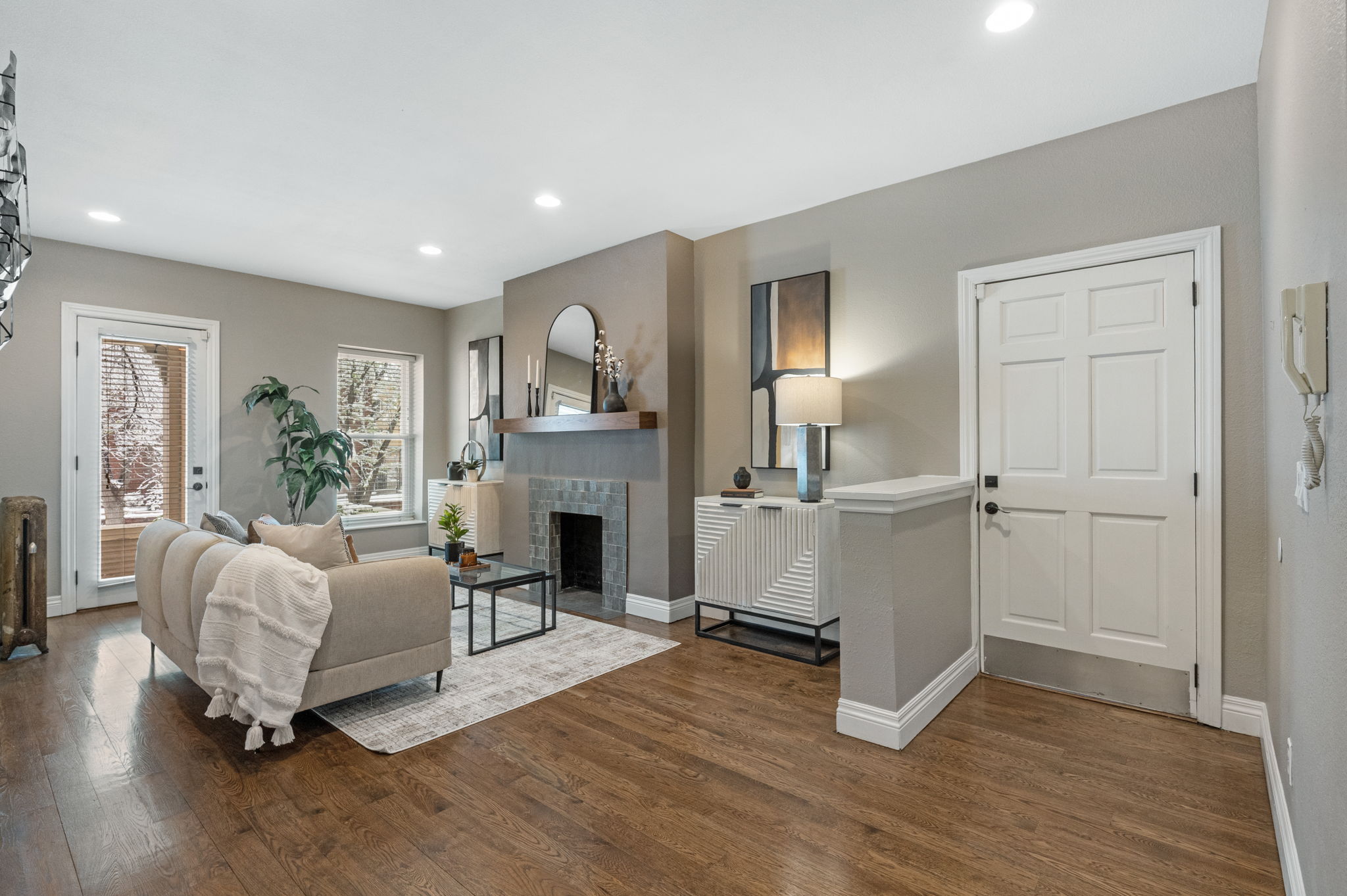 Living room with hardwood floors