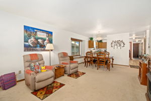 Living room looking toward dining room & kitchen