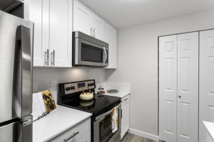 New stainless microwave; newer stainless refrigerator.