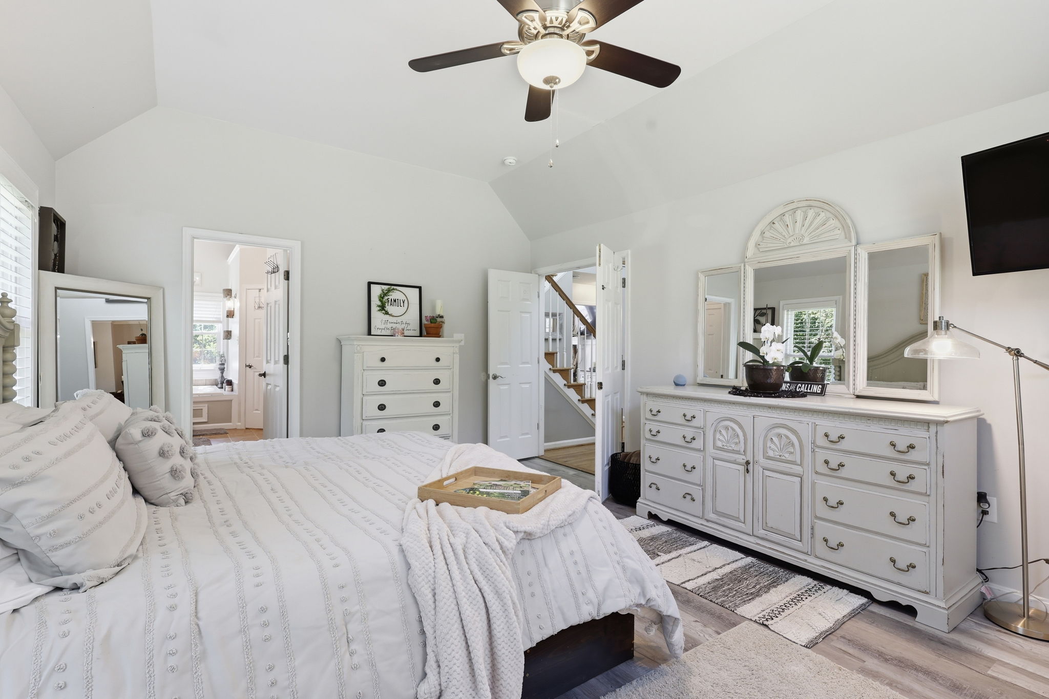 Primary suite with elevated ceilings