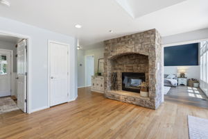 Double Sided Fireplace in Kitchen