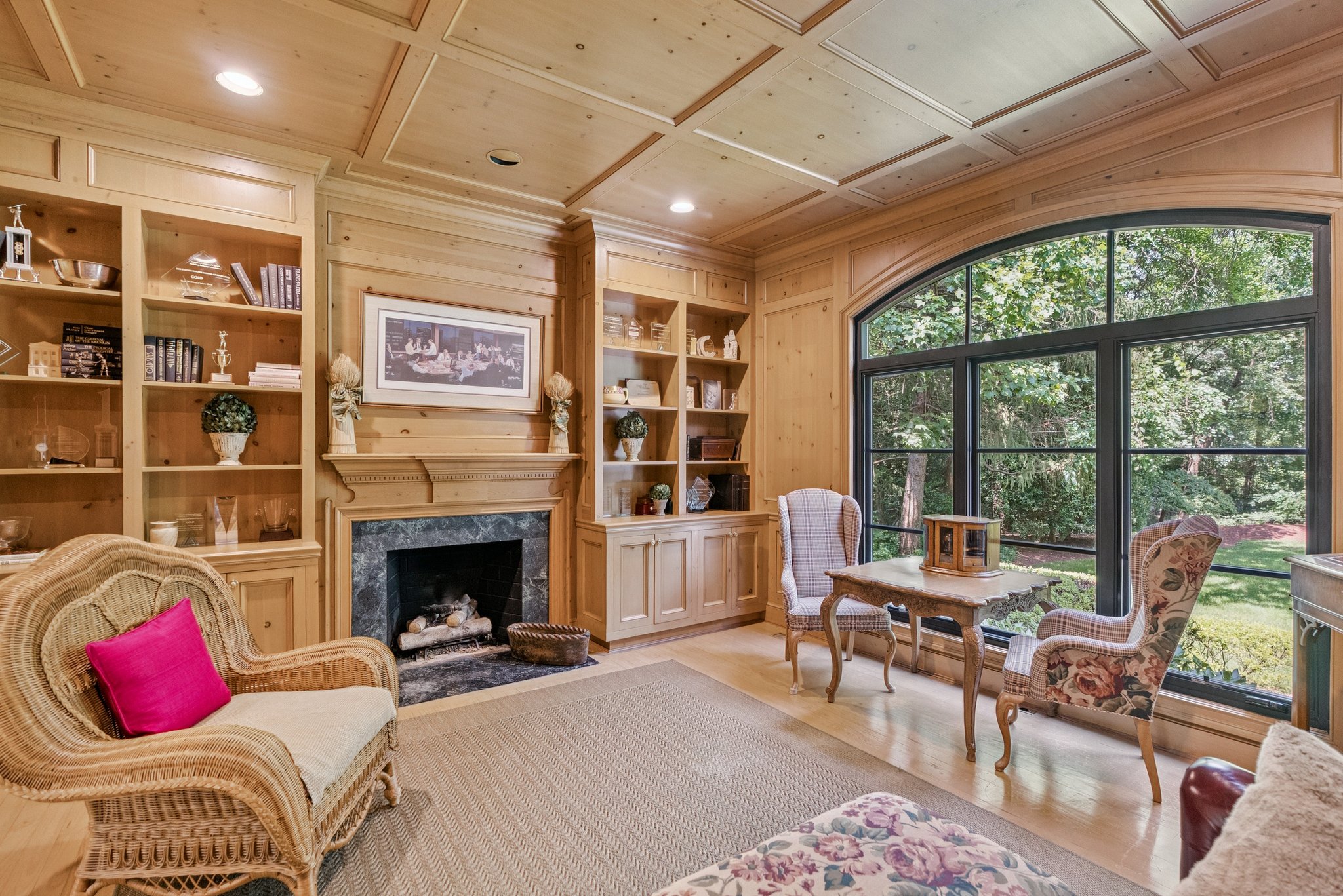 Private Library with Fireplace