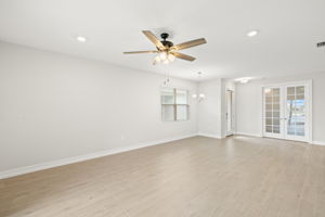 Living Room +Den with French Doors