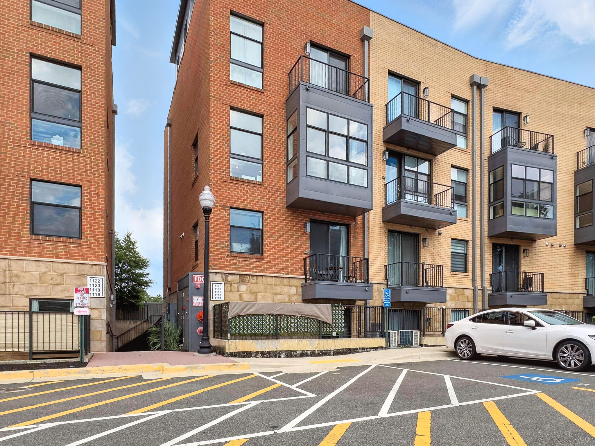 View of building from parking lot.