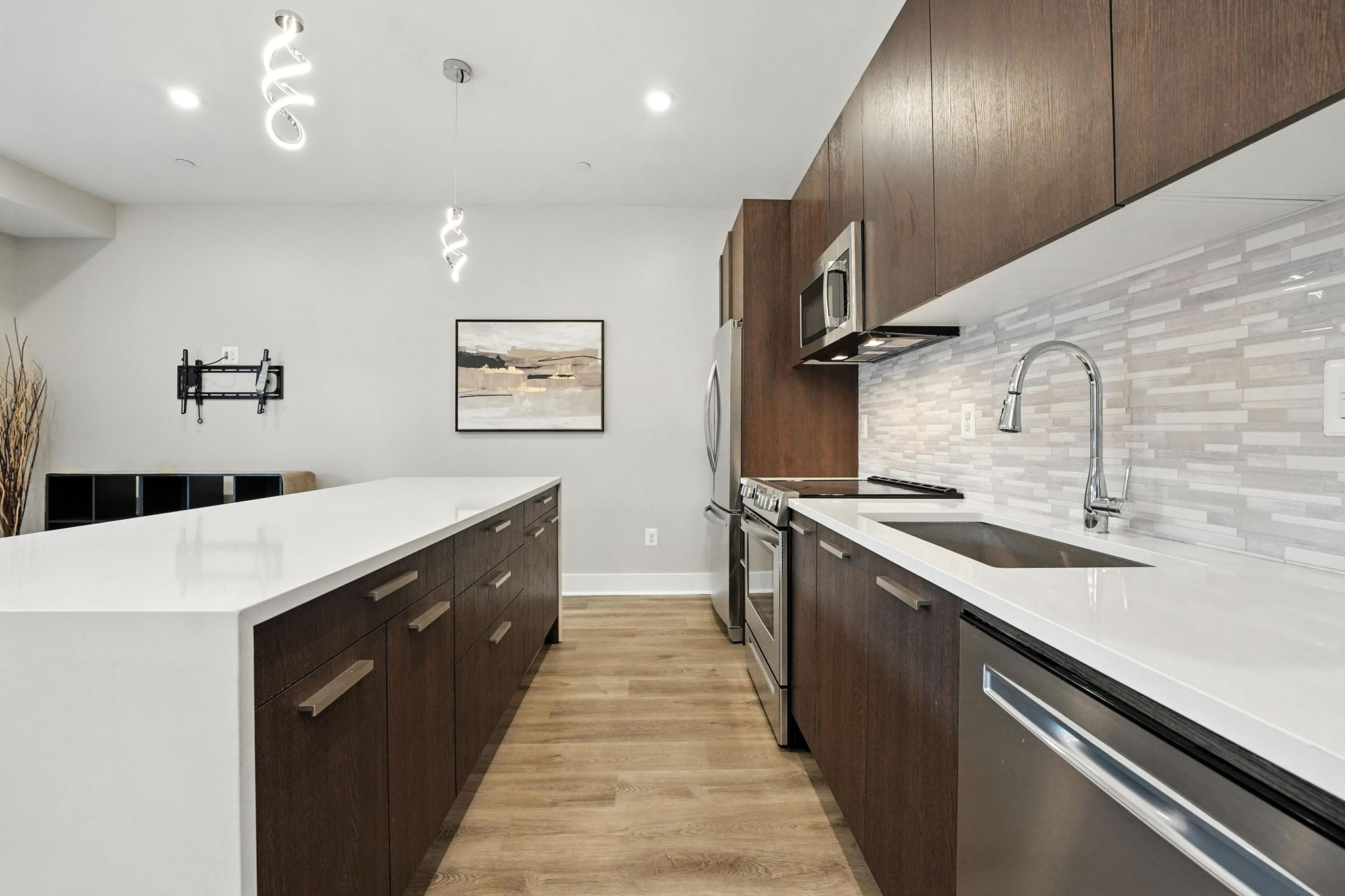 Custom mosaic tile backsplash