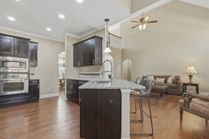 View from kitchen and breakfast area into Great Room